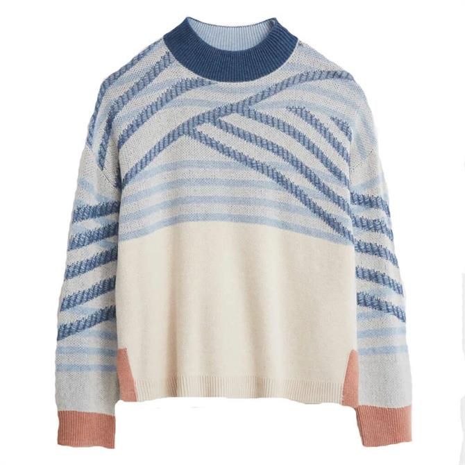 White Stuff Cut About Stripe Blue Sweater